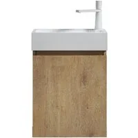 doporro Badmöbel-Set Waschtisch mit Unterschrank Soft-Close 46cm Breite Wandmontage Pisa02, Holzbeschichtung