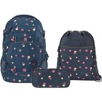 coocazoo Schulranzen Schulrucksack-Set MATE Bubble Dreams 3-teilig (3-teilig), ergonomisch, reflektiert, Körpergröße: 135 - 180 cm