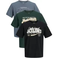 Jack & Jones Print-Shirt Bequemes Slimfit Shirt (Spar-Set, 3er-Pack) in Unifarbe mit Print