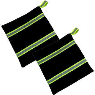 Feuerwehr-Topflappen | Nadelspitze | 2er Set | 4-lagig | Feuerwehr-Design mit Reflektorstreifen | Feuerwehrgeschenk