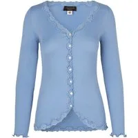 rosemunde Strickjacke Babette Silk Cardigan mit Seide Vintage-Spitzenbesatz, Perlmuttknopfleiste, Langarm, Seidenmix