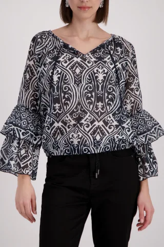 monari - Bluse mit Ornament-Muster schwarz gemustert - Gr. - 36