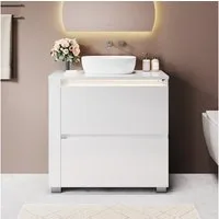 SONNI Waschbeckenunterschrank Waschbeckenunterschrank Breite 60 cm mit Sensorleuchte UV-Hochglanz, Sensorleuchte, grifflos, hängend/stehend, Badmöbel