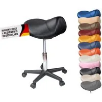 Duke-Handel Drehhocker PROMAFIT Sattelhocker & Sattelstuhl extra breit Rollhocker bis 170kg (1 St., in vielen Farben erhältlich), höhenverstellbar, ergonomisch, Rückenschonend