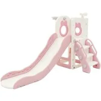 Joyz Rutsche Kinderrutsche 3in1 Spielturm Set mit Rutsche Basketballkorb und Treppe, Spielgerüst für Kinder Kleinkinder ab 3 Jahren Rosa Indoor / Outdoor
