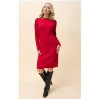 Passioni Strickkleid Knielang mit Zopfmuster
