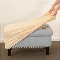 Rosnek Stuhlhusse Quadratisch,Stretch,Jacquard-Gewebe,Staubdicht,für Fußhocker
