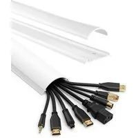 Hama Kabelkanal Hama PVC 1m Kabelleiste Leitungskanal Weiß, Kabelkanal halbrund Sockel Wand Boden Aufputz TV Beamer PC Audio HiFi