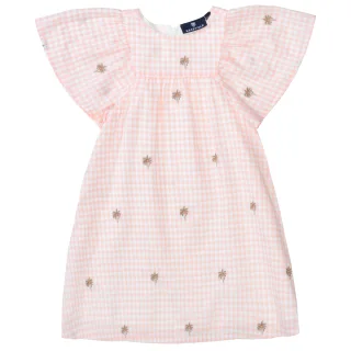 BASEFIELD - Md.-Kleid peach check - Gr. - 128/134