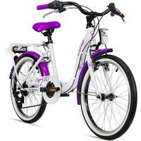 bergsteiger Kinderfahrrad Atlantis 20, 24 Zoll Mädchenfahrrad, 6 - 11 Jahre, StVZO, 6 Gang Shimano Tourney RD-TY300 Schaltwerk, Kettenschaltung, V-Bremse