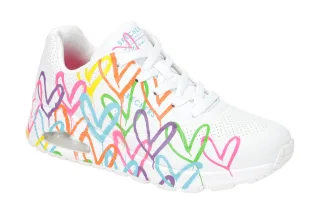 Skechers 177981 WMLT Damenschuhe wei? bunte Herzen Air Cooled Memory Foam