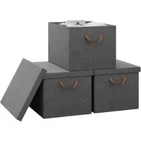 Woltu Aufbewahrungsbox (3 St., Set), mit Deckel, mit Griffen, faltbare Box für Kleidung Spielzeug