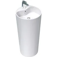 Mai & Mai Waschbecken Design Standwaschbecken Mineralguss freistehend rund 45x45x90 cm Col35, DIN-genormter Ablaufanschluss,Freistehendes Design
