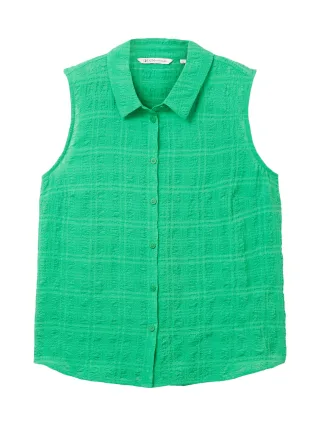 Denim Tom Tailor - Ärmellose Bluse vibrant light green - Gr. - M
