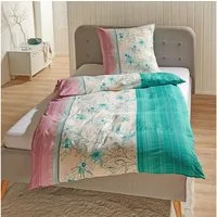 TRAUMSCHLAF Bettwäsche Fiori grün, Mikrofaser, 3 teilig