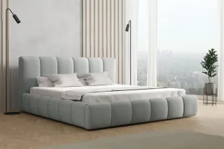 Polsterbett Doppelbett GIULIA 180x200cm Stoff Magic Velvet Hellgrau