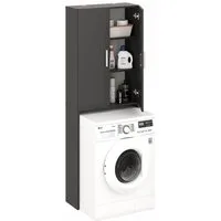 KOMTO Waschmaschinenumbauschrank Gizmo Waschmaschinenschrank Weiß 2 Türen Hochschrank für Waschmaschine Trockner Badezimmer Schrank 65 х 180 х 27 cm (BxHxT)
