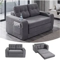 GLP Schlafsofa 2-Sitzer, Sofa 136x80 cm, Klappsofa platzsparend, mit Getränkehaltern, Seitentaschen, Liegefläche 186x100 cm