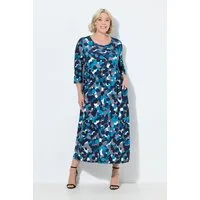 Ulla Popken Maxikleid Jerseykleid Punkte A-Linie Rundhals 3/4-Arm