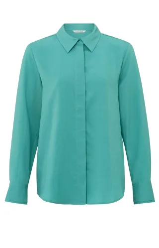 Yaya - Basic-Bluse mit Manschetten-Detail grün - Gr. - 36