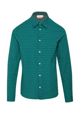 s.Oliver Red Label - Slim Fit: Gemustertes Hemd aus Baumwollstretch blau/grün - Gr. - XXL