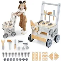 Mamabrum Lauflernwagen 3-in-1-Walker aus Holz, Holzspielzeug für motorische Entwicklung