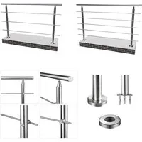 duschspa Treppengeländer Geländer Edelstahl Handlauf 80-240cm Außentreppe 3-5 Querstreben, 80 cm Länge, 106 cm Höhe, mit 5 Pfosten