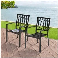 Avestar Gartenstuhl Stapelbarer Outdoor-Essstuhl 2er Set, pulverbeschichtetes Eisen (2 St), Balkonstuhl, Armlehnstuhl für Garten & Terrasse