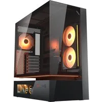 Cougar Gaming-Gehäuse CFV235 Vision BK, Midi-Tower, USB/Audio, 1x USB-C 3.2 Gen2, 2x USB 3.0, ATX, schwarz, 2 Lüfter vormontiert