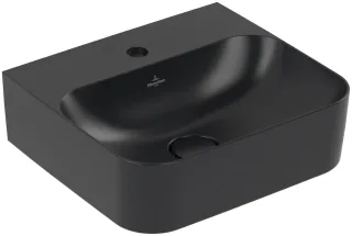 Villeroy & Boch Handwaschbecken Finion 436444 430x390mm,, 1 Hahnloch m. verd. ÜL. Pure Black cplus 436444R7
