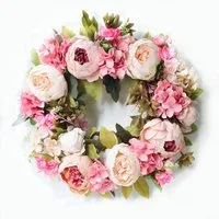 TUWENA Dekokranz Dekorativer Kranz, Künstlicher Blumenkranz Pfingstrosenkranz, Türkranz für alle Jahreszeiten, als Dekoration für Zuhause, Festivals