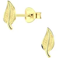 ALEXANDER YORK Paar Ohrstecker LEAF in Gold, 2-tlg., 925 Sterling Silber