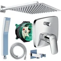 Hansgrohe und Jowi Duscharmatur Logis Unterputz Duscharmatur Regendusche Kopfbrause 300mm (Set)