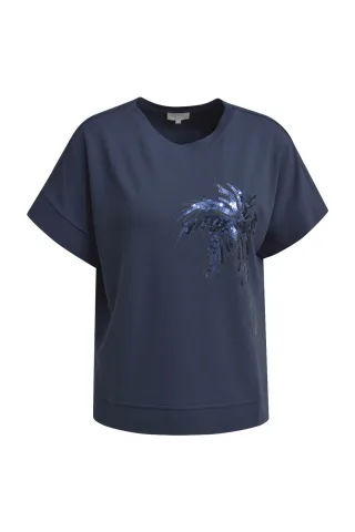 Milano Italy - Sweatshirt w roundneck, oversized shoulders, cuffs navy - Gr. - S
