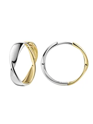 Zeeme Silber Klappcreolen 925/- Sterling Silber rhodiniert und vergoldet