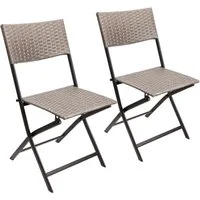 BRUBAKER Campingstuhl Toskana - Polyrattan Klappstuhl wetterfest und robust (Balkonstuhl klappbar, 2 St), Camping Stuhl für Garten Balkon Terrasse - Gartenstuhl - Grau Braun