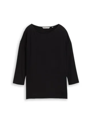 Denim Tom Tailor - Loose Fit Langarmshirt deep black - Gr. - S