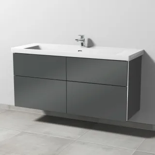Sanipa 3way Waschtischunterbau zu Villeroy & Boch Subway 3.0 Waschtisch mit 4 Auszügen, Anthrazit-Gl BS85079