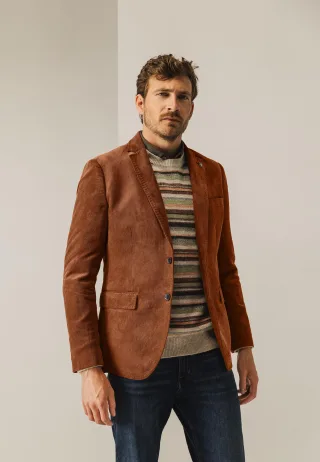 State of Art - Vollst�ndig gef�tterter Babycord-Blazer kamel uni - Gr. - XL
