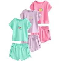 Next Pyjama Kurzer Pyjama 100 % Baumwolle, 3 Stk. (6 tlg)