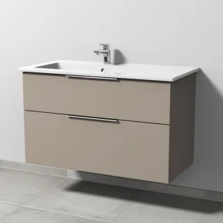 Sanipa 3way Keramik-Set Venticello Keramik-Waschtisch und Unterbau mit 2 Auszügen, Sandgrau-Matt UF32567