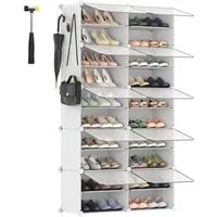 SONGMICS Schuhregal Schuhschrank, 30 x 40 x 30 cm pro Fach, für Flur, Eingangsbereich, mit 10 Fächern, mit Türen, für bis zu 40 Paar Schuhe, anpassbar