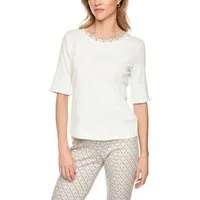 Marc Cain T-Shirt Golden Hour Premium Damenmode edle Chain-Logo-Print am Ausschnitt und Ärmelbündchen