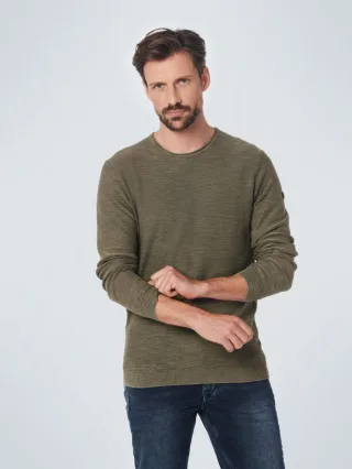 No Excess - Pullover Crewneck Relief Garment Dyed + Stone Washed army - Gr. - XL