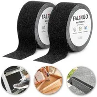FALINGO Klebeband Antirutsch Klebeband, PVC Anti-Slip Tape, 2 Rollen 5 cm x 5 m (2-St) Selbstklebend, Trittsicherheit im Innen- und Außenbereich