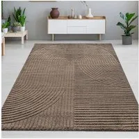 Carpetia Designteppich Kurzflor Teppich mit 3D-Effekt, rechteckig, Höhe: 14 mm, weich, pflegeleicht und für Fußbodenheizung geeignet