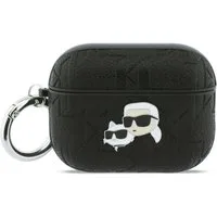 KARL LAGERFELD Kopfhörer-Schutzhülle Case AirPods Pro 3 Kunststoff schwarz Logo Katze Metall, Kantenschutz