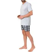 Normann Pyjama Normann Herren kurzarm Schlafanzug Shorty mit karierter Hose