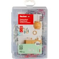 EasyDIY Box Dekoration EasyHook+Schraube , Dübel hellgrün/rot, 113-teilig