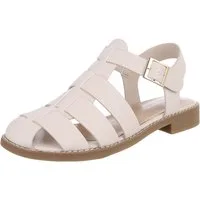 Ital-Design Modische Damen-Sandalen mit Schnalle für den Sommer Riemchensandalette (89542804) Blockabsatz Riemchensandalen in Beige